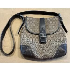 Coach Soho Signature Canvas Shoulder Bag with Leather Trim